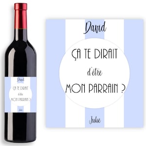 Étiquette pour bouteille vin personnalisable demande originale futur Parrain - LIVRAISON OFFERTE