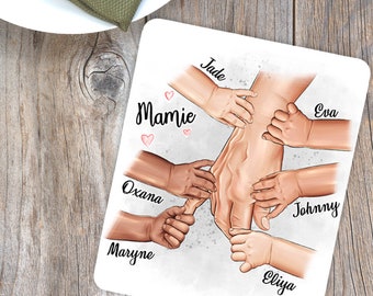 Dessous de plat grand-parent personnalisable avec mains - LIVRAISON OFFERTE