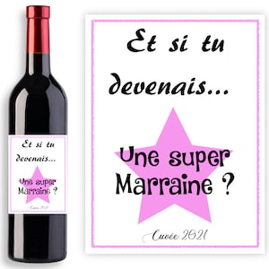 Étiquette pour bouteille vin demande originale future Marraine - LIVRAISON OFFERTE