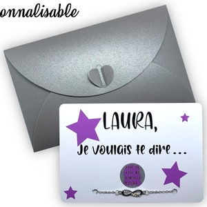 Carte à gratter personnalisable avec le message de votre choix avec bijou et pochette cadeau - LIVRAISON OFFERTE