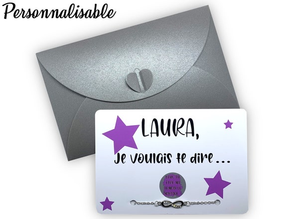 Carte à gratter personnalisable avec le message de votre choix avec bijou  et pochette cadeau