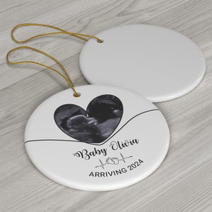 Ultrasound Christmas Ornament | Sonogram Ornament | Pregnancy Announcement Ornament, Gender Reveal Ornament | Babys First Christmas, Ceramic