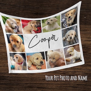 Personalized Pet Dog Blanket / Custom Pet Dog Photo Collage Blanket / 10 photo collage Pet Name Blanket / Custom Pet Gift