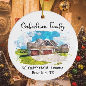 Ornamento fotografico personalizzato per la nuova casa, ornamento con indirizzo di casa personalizzato, regalo per il nuovo proprietario di casa, regalo di inaugurazione della casa, ornamento regalo per il cliente dell&#39;agente immobiliare