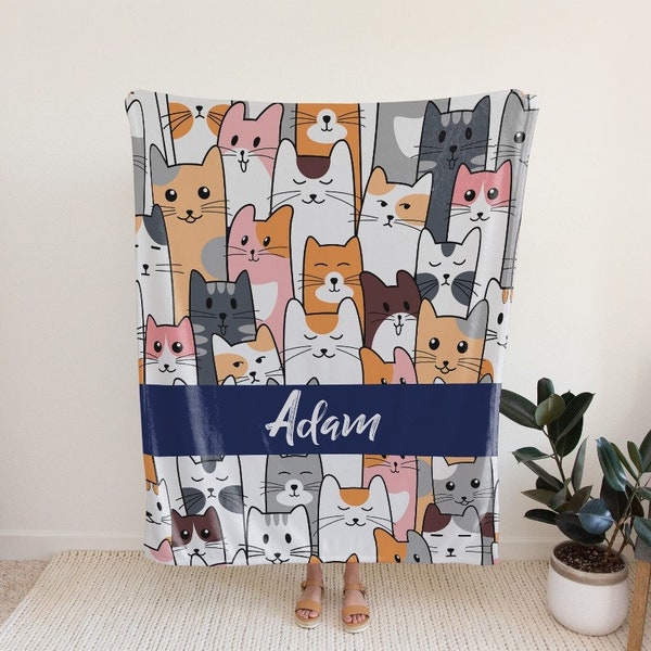 Personalized Cat Blanket, Custom Cat Blanket, Gifts for Cat Mom, Gift for Cat Dad, Cat Mom, Cat Dad, Cat Lover, Cat Throw Blanket