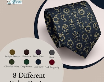 Sterrenbeeld stropdas hemelse stropdas astrologie cadeau horoscoop stropdas astronomie stropdas sterrenbeeld cadeau maanfase stropdas kosmische herenstropdas