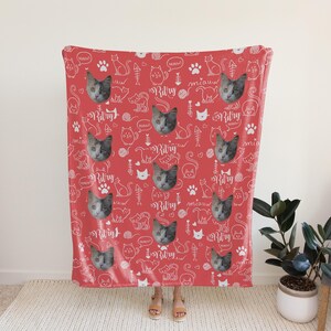 Personalisierte Katzen Foto Decke - Benutzerdefiniertes Katzen Gesicht und Namen Decke, Haustier Andenken, Ihre Katze auf einer Decke Bild 10
