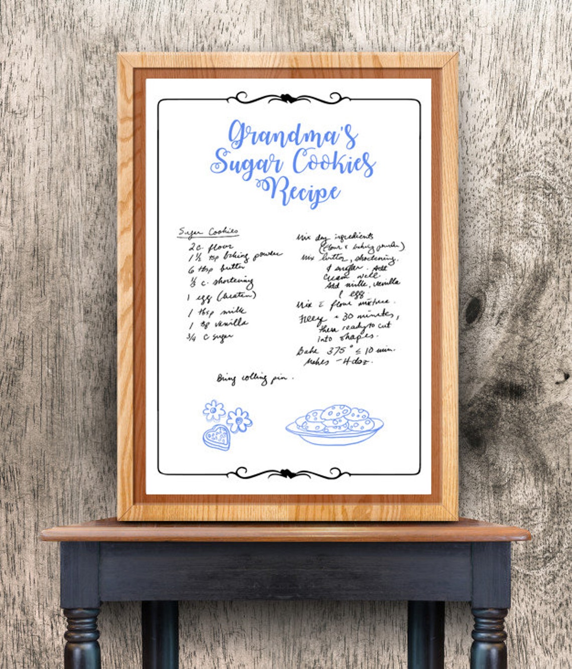 Custom Handwritten Grandma's Recipe Posterhand Written Etsy