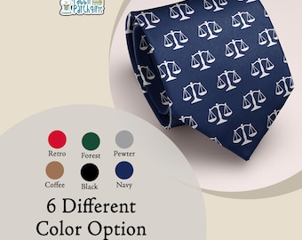 Scales of Justice Tie Lawyer Necktie Mens Law Gift Attorney Tie Judge Gift Law School Graduation Fathers Day Groomsmen Tie