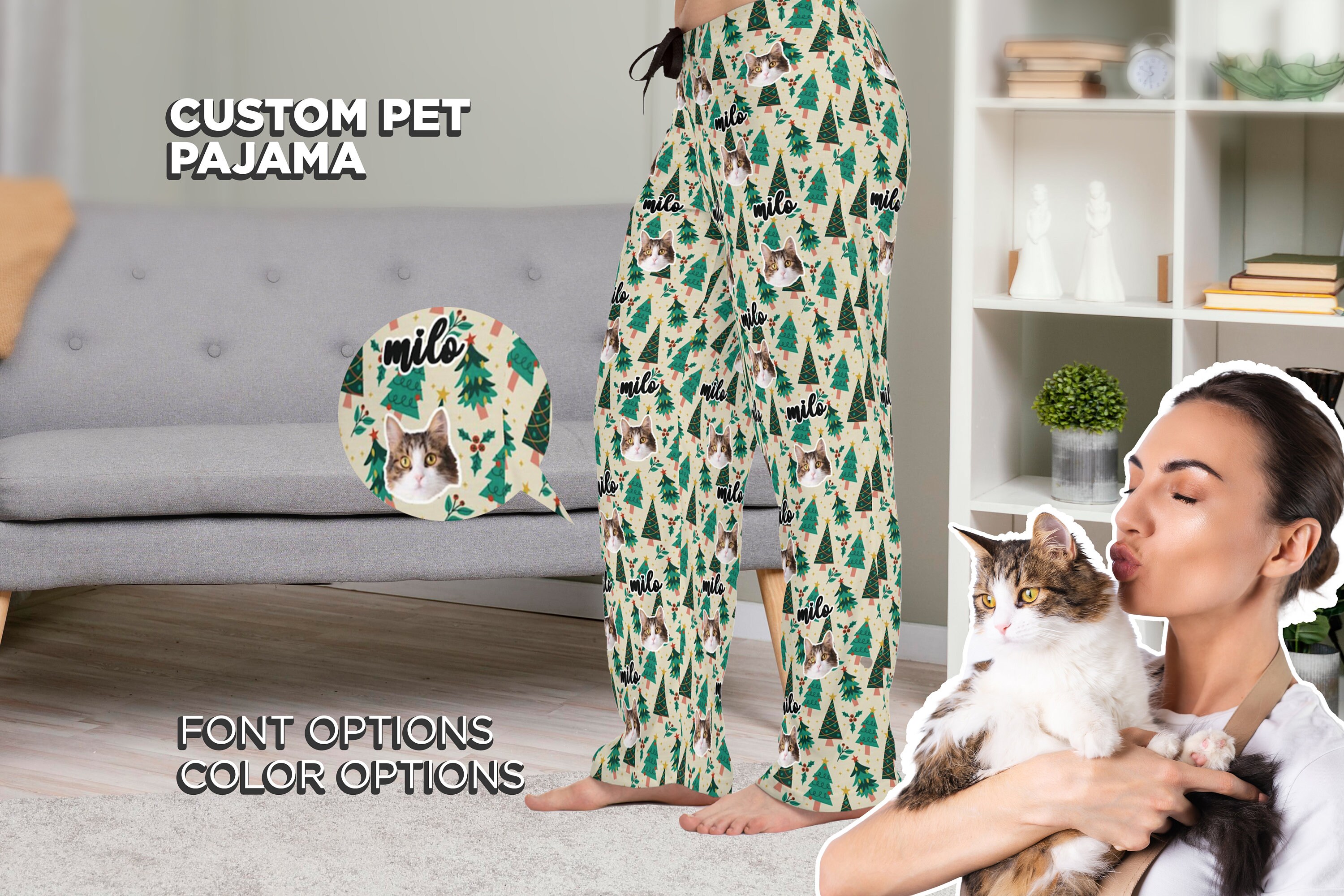 Men Cat Pajama Pants Etsy
