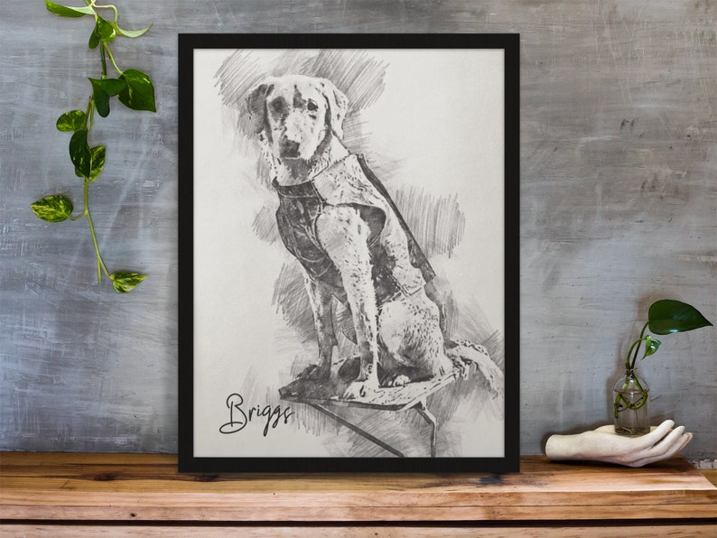 Custom Dog Portrait Personalized Dog Sketch Portrait Pet Gift Lovely Pet Pencil Sketch Dog Downloadable and Printed Posters