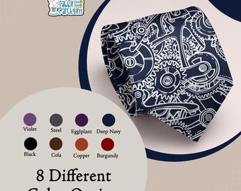 Bicycle Parts Tie for Men, Cycling Gift for Bike Mechanic, Road Bike Necktie, Mountain Biker Gift, Cyclist Tie, Cycling Coach Gift