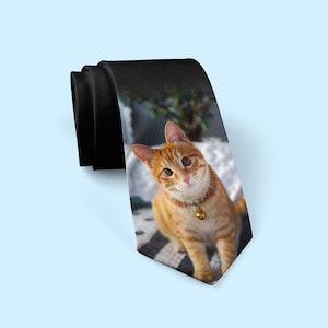 Custom Cat Photo Tie, Personalized Pet Photo Tie, Personalized Ties, Custom Printed Ties, Picture Ties, Photo Gift, Christmas Photo Ties