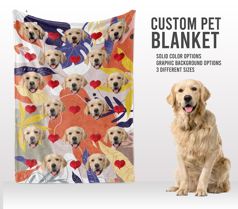 Custom Pet Blanket Personalized Dog Blankets Pet Dog Head Etsy