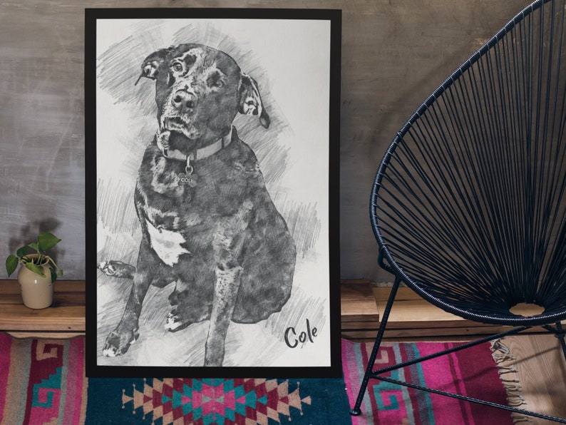 Custom Dog Portrait Personalized Dog Sketch Portrait Pet Gift Lovely Pet Pencil Sketch Dog Downloadable and Printed Posters