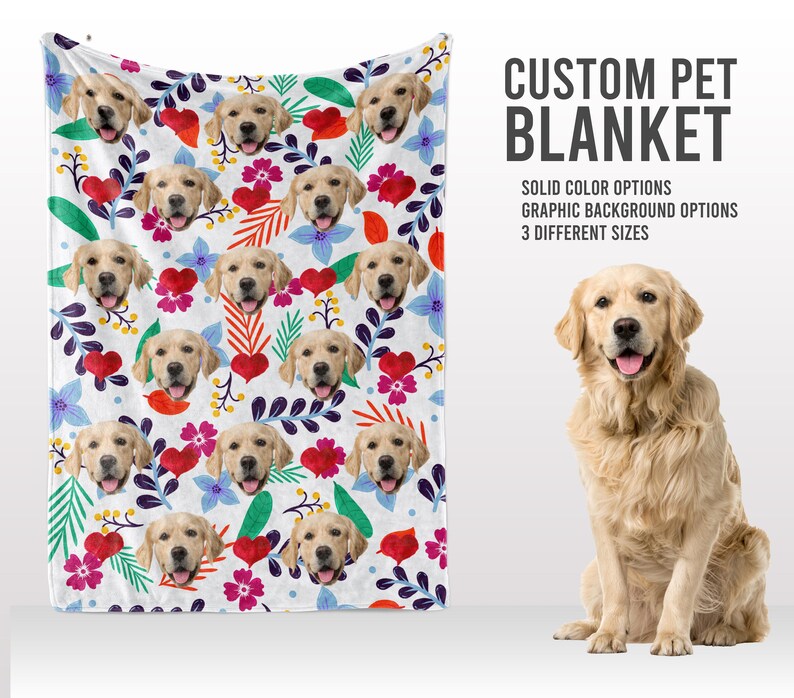 Custom Pet Blanket Personalized Dog Blankets Pet Dog Head Etsy
