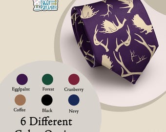 Hirschgeweih Krawatte Jagd Krawatte Herren Geschenk Hirsch Krawatte Buck Krawatte Outdoor Krawatte Jäger Geschenk Wildtiere Krawatte Rustikale Hochzeitskrawatte Trauzeugen Krawatte