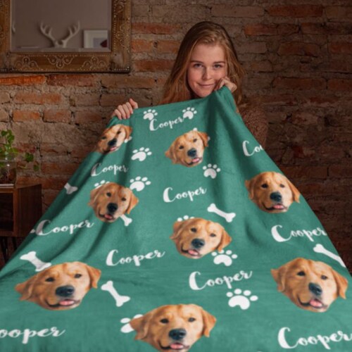 Custom Dog Face Blankets Personalized Pet Photo Blanket Dog Etsy
