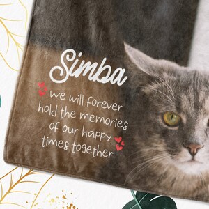 Custom Cat Blanket, Pet Loss Gifts, Custom Photo Blanket, Cat Memorial Gift