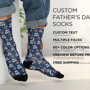 Fathers Day Socks - Custom Face Socks for Dad - Best Dad Socks Gift - Funny Socks for Men - Personalized Gift