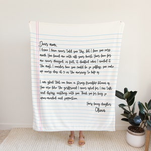 Manta de carta personalizada, regalo personalizado para mamá, abuelos, escritura a mano Manta Minky personalizada para Navidad, boda, aniversario