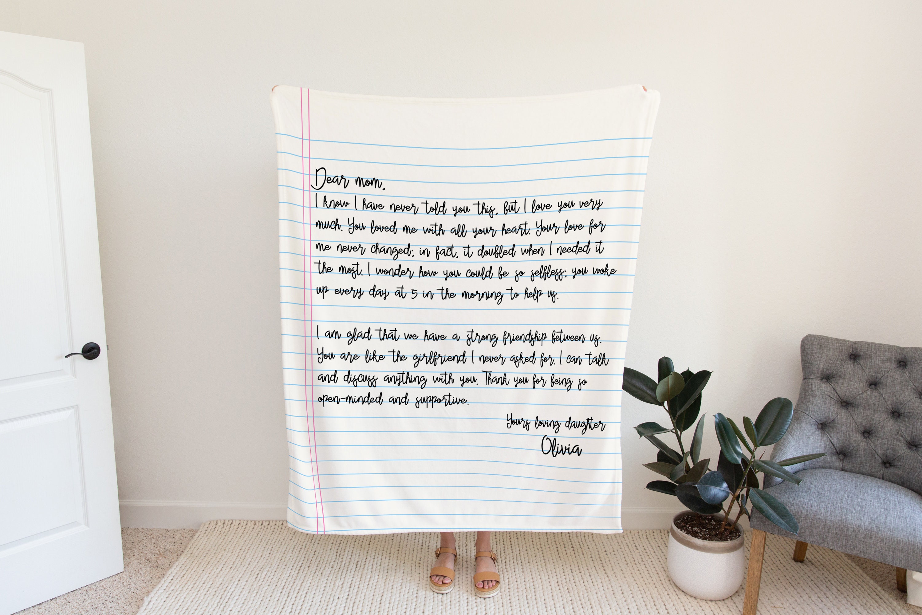 Custom Letter Blanket Personalized, Love Letter Blanket Gift for Him or Her Handwriting Style Throw Anniversary Long Distance, Memorial Gift