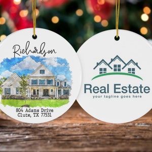 Realtors Gift/ your house on Ornament/ Custom House Ornament for Realtors  / First Home Gift / Watercolor House Ornament / Real Estate Gift