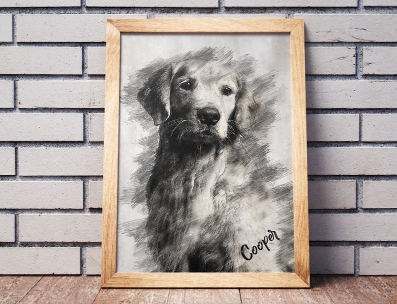 Custom Dog Portrait Personalized Dog Sketch Portrait Pet Gift Lovely Pet Pencil Sketch Dog Downloadable and Printed Posters