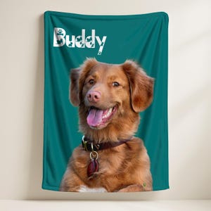 Custom Dog Blanket with Name - Personalized Pet Photo Blanket for Dog Lovers - Puppy Memory Gift, Cute Fleece Throw, Pet Loss Gift Idea
