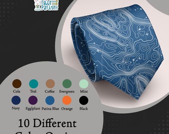 Topographische Karte Krawatte Herren Geschenk Geographie Karte Muster Krawatte Wandergeschenk Naturbursche Krawatte Hochzeitsgeschenk für Ihn