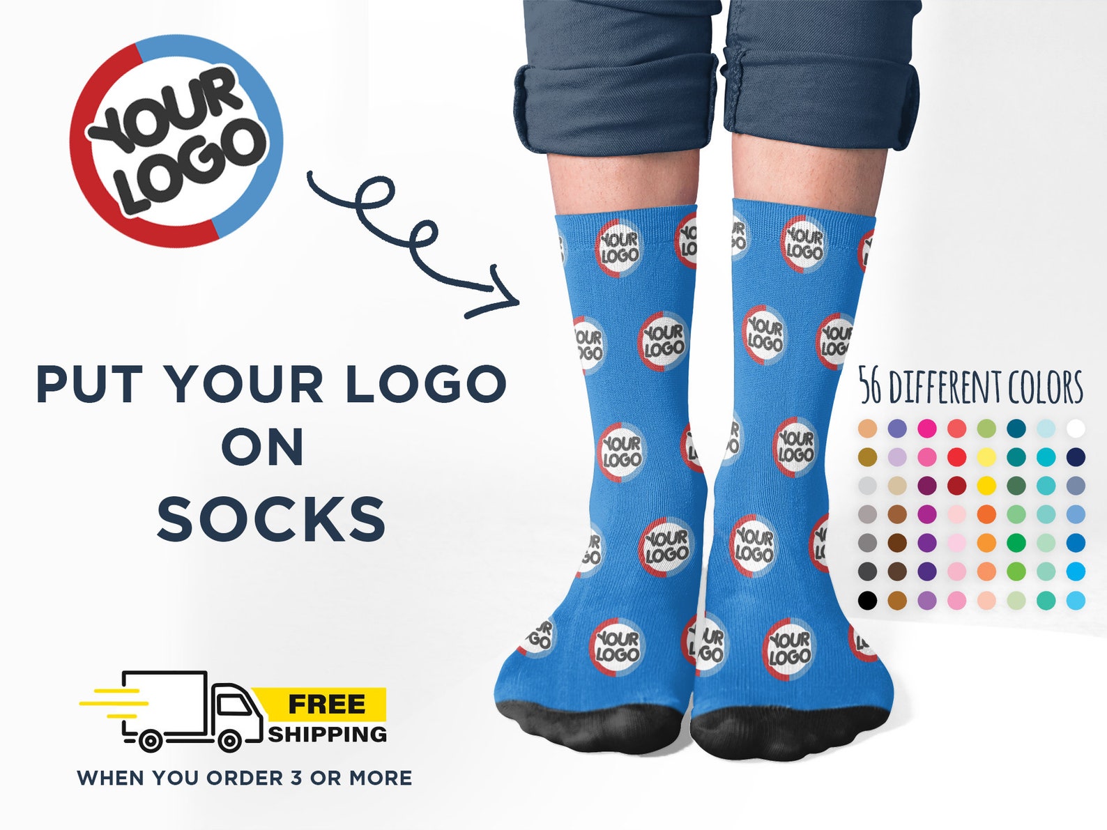 Custom Logo Socks / Personalized Business Logo Socks / Put Any - Etsy