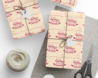 Personalized Valentine’s Day Wrapping Paper Custom Name Romantic Gift Wrap Heart Design for Valentine Gifts