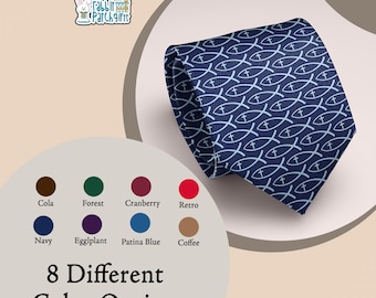 Ichthys Christian Krawatte für Männer Fisch Kreuz Krawatte Kirche Hochzeit Krawatte Pastor Geschenk Religiöse Trauzeugen Krawatte Glaube basierte Herren Krawatte