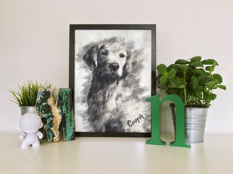 Custom Dog Portrait Personalized Dog Sketch Portrait Pet Gift Lovely Pet Pencil Sketch Dog Downloadable and Printed Posters