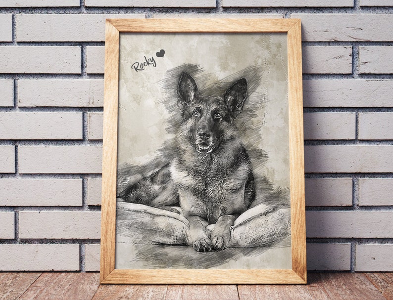 Custom Dog Portrait Personalized Dog Sketch Portrait Pet Gift Lovely Pet Pencil Sketch Dog Downloadable and Printed Posters