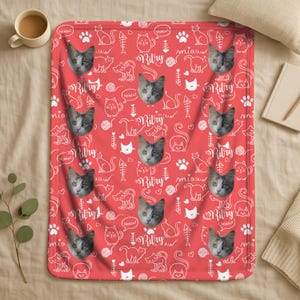 Personalisierte Katzen Foto Decke - Benutzerdefiniertes Katzen Gesicht und Namen Decke, Haustier Andenken, Ihre Katze auf einer Decke Bild 8