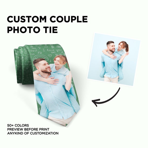 Custom Couple Photo Tie, Personalized Couple Photo Tie, Personalized Ties, Custom Printed Ties, Ties, Photo Gift, Christmas Photo Ties