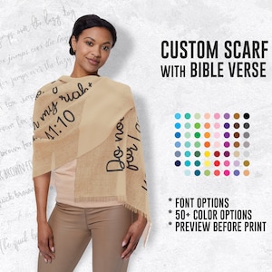 Custom Scarf Bible Verse Gift Custom Christian Gift Scripture Christian bible verse scarf, Strength Prayer Shawl gifts for her