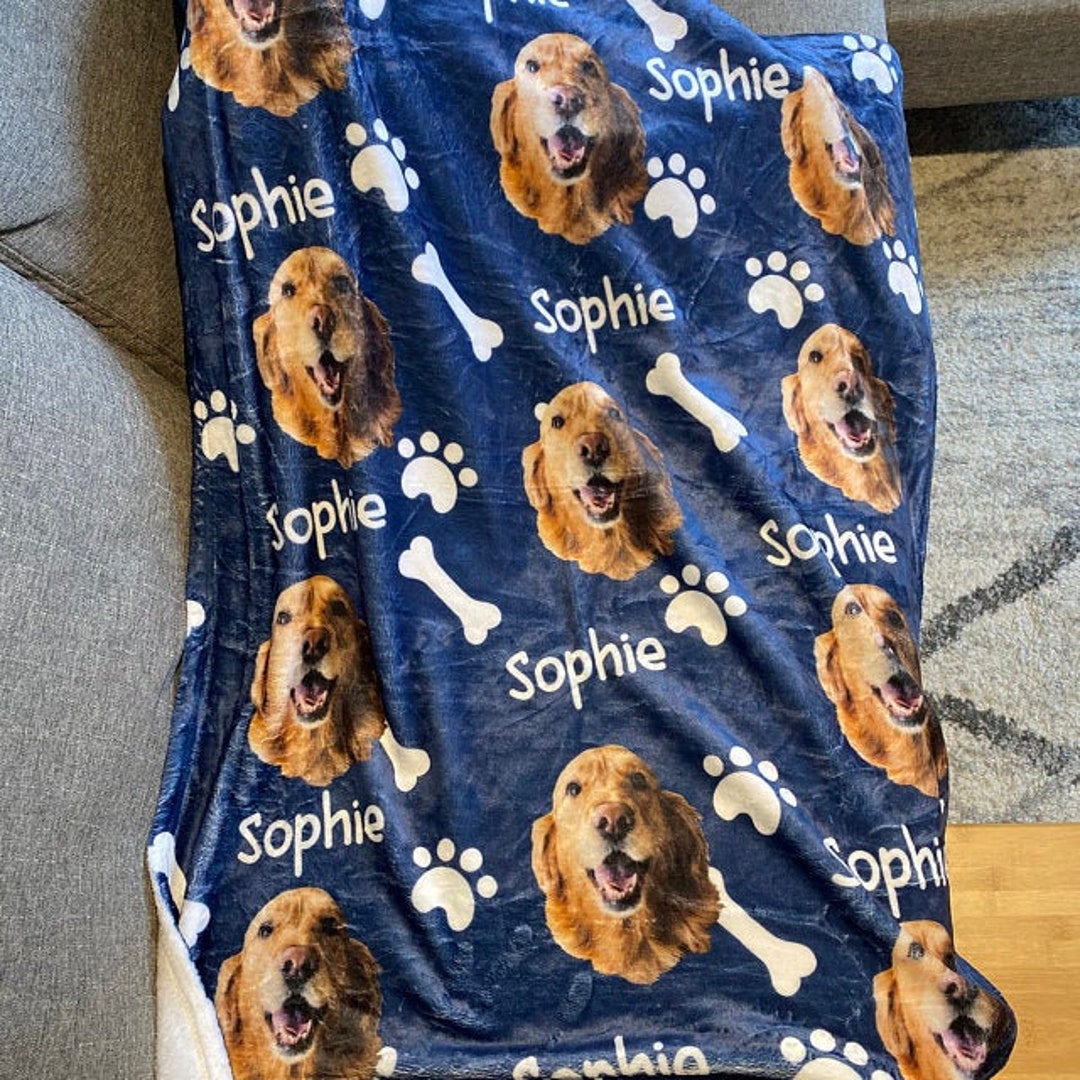 Personalized Pet Photo Blanket, Christmas Gift, Custom Dog Face Blanket, Name Blankets, Dog