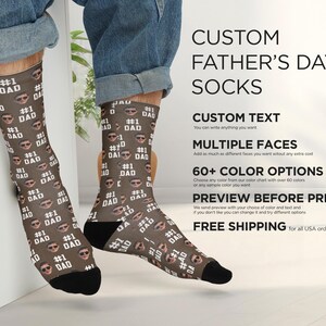 Photo Socks Gift for Dad - Custom Fathers Day Gift - Personalized Socks with Faces - Unique Dad Socks