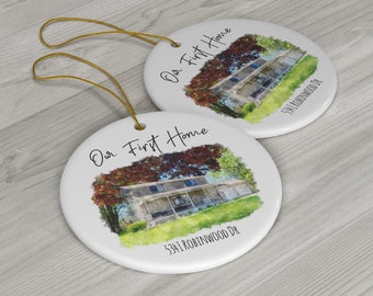 Custom House Ornament/ Forever Home / Housewarming Gift / First Home Gift / Watercolor House  Ornament / First Home Gift/ Home Ornaments