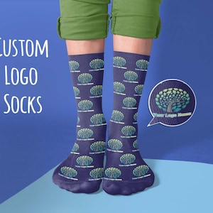 Custom Logo Socks / Personalized Business Logo Socks / Put any logo team on Socks image 1