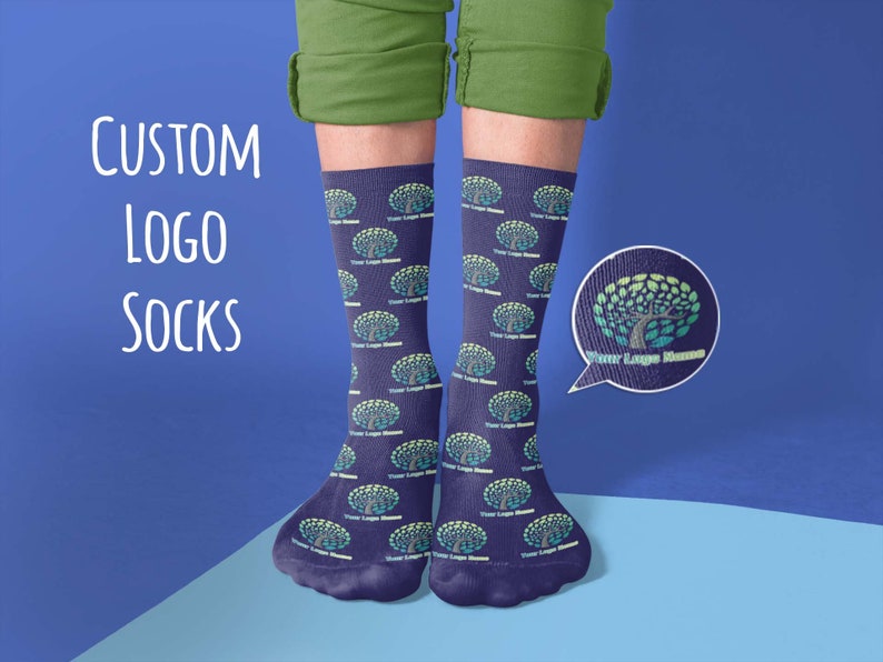 Custom Logo Socks / Personalized Business Logo Socks / Put any logo team on Socks image 1