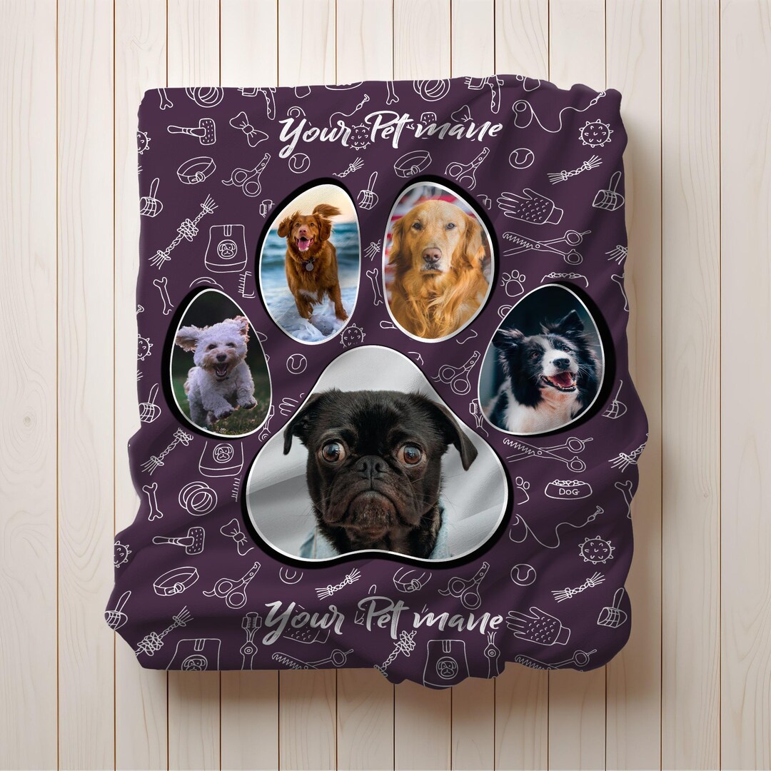 Custom Pet Photo Blanket With Name Personalized Dog Blanket 5 Photo ...