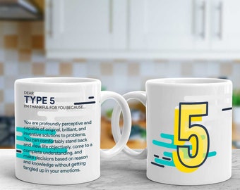 Enneagram Type 5 White Ceramic Mug / Inspirational mug / Mug for Gift / Motivational Gift Mug/  Christmas Gift