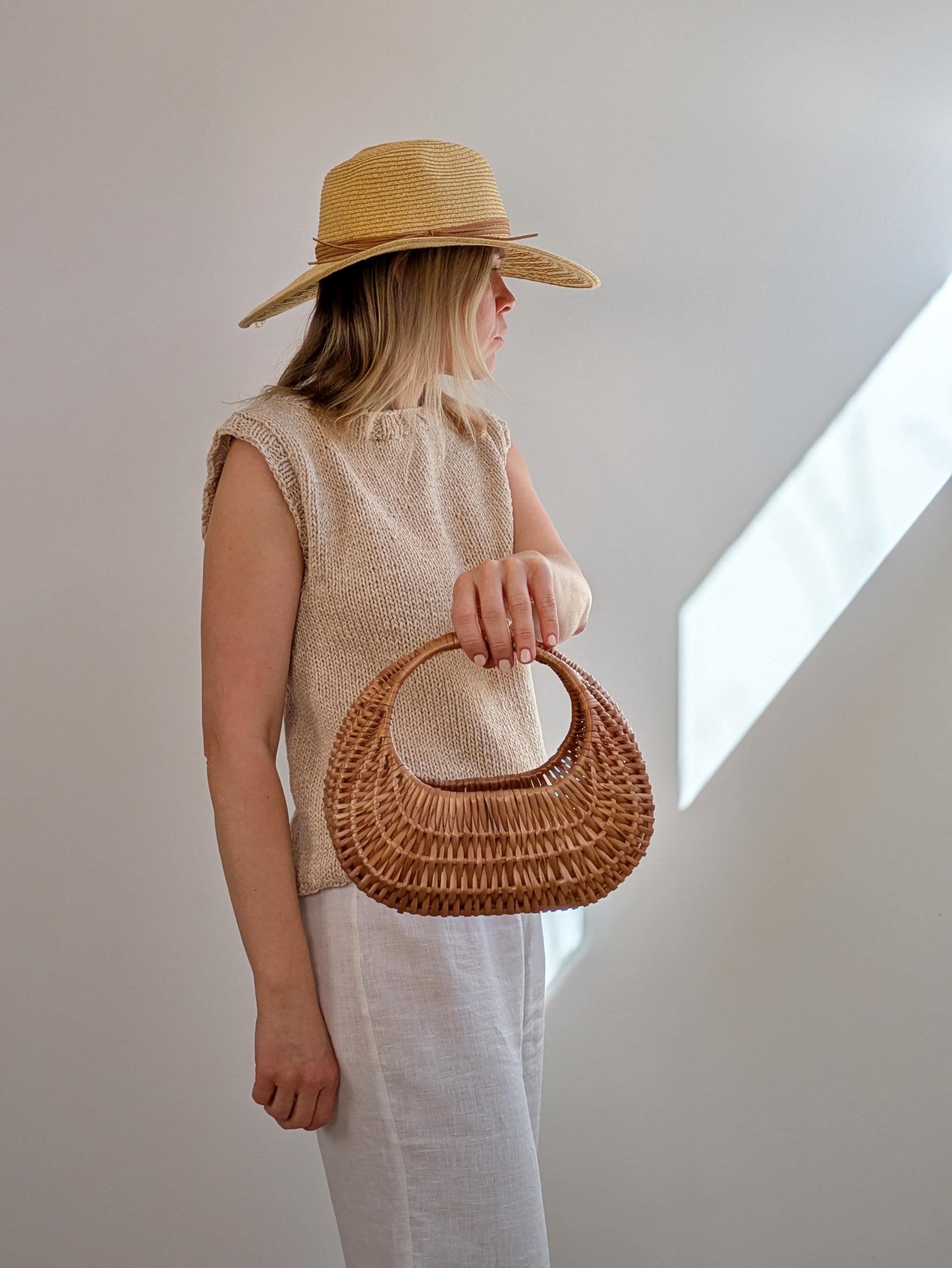 Rattan Korb Tasche Aus Korbgeflecht Vintage Korbtasche Weidenkorb