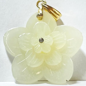 Light Green Jade Flower Gold Plated Pendant