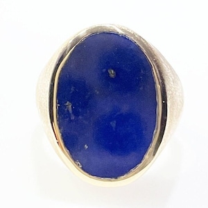 Genuine Natural Lapis Lazuli 14k Yellow Gold Ring