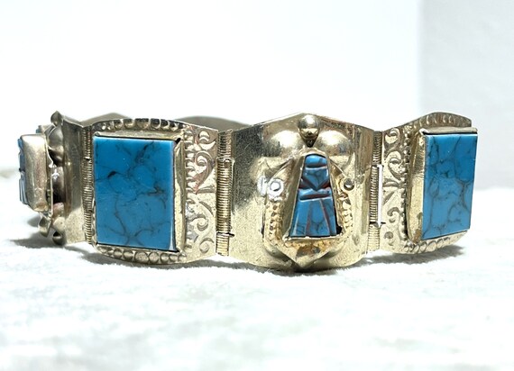 Vintage Turquoise 925 Sterling Silver Bracelet - image 2