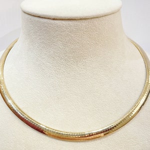 14K Solid Yellow Gold 6 mm Omega Necklace 16 inch 36.80 grams Made in Italy
